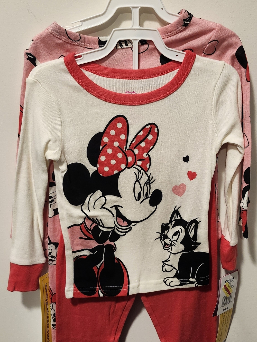 Disney Minnie Mouse Cream, Red & Pink Girls Four-Piece Pajama Set